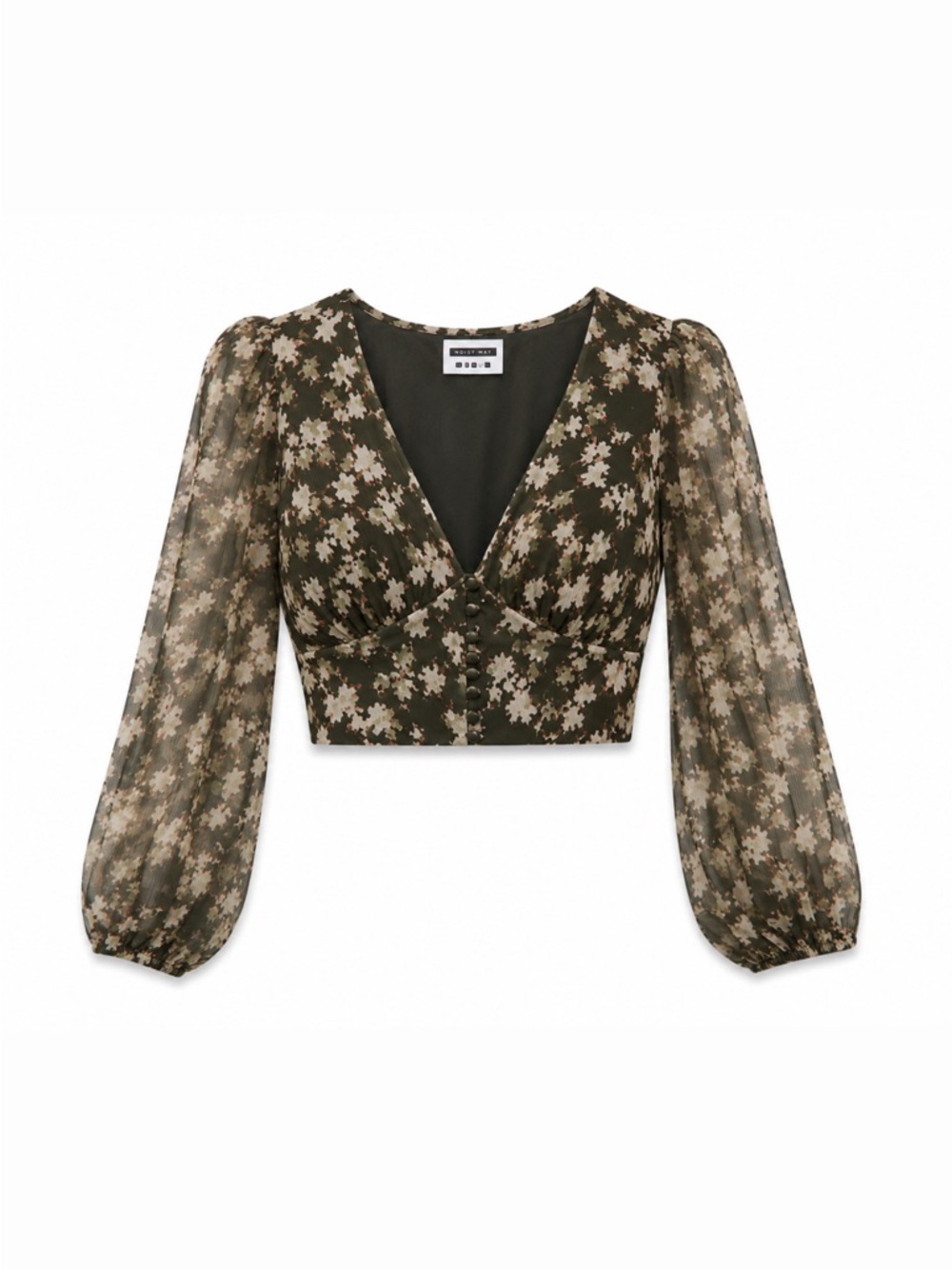 ✩ 2/$25 ✩ NWT Floral Olive Green V-Neck Cropped Blouse | Size Small